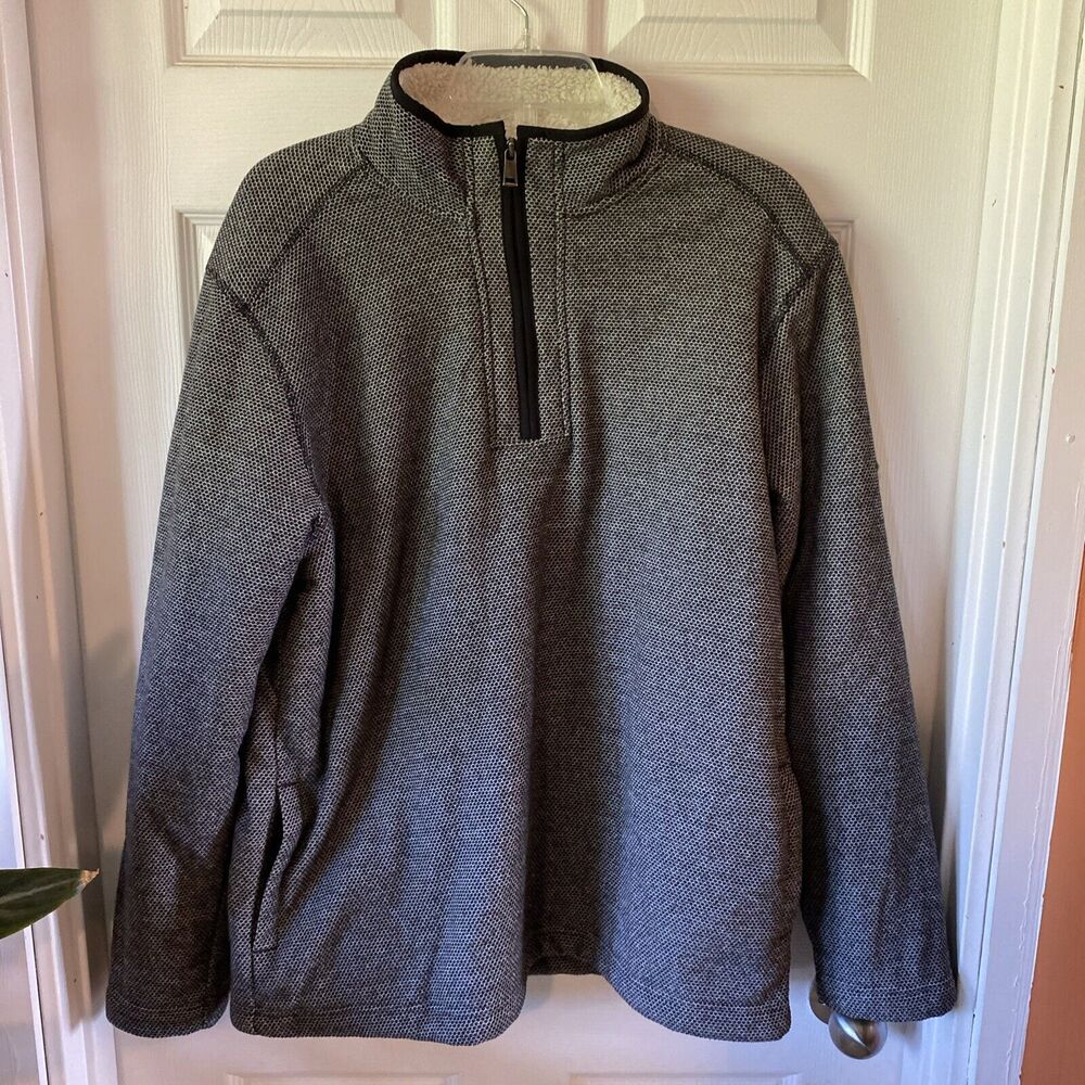 Orvis Jacket Men’s Size Large Pullover 1/4 Zip Honeycomb Pockets Sherpa Lined